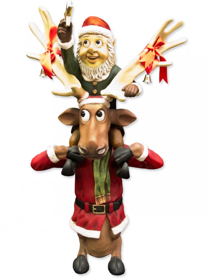 Elf & Funny Reindeer Christmas Decor - 1.5m
