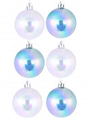 6x 60mm Blue & Clear Iridescent Soap Bubble Look Christmas Baubles