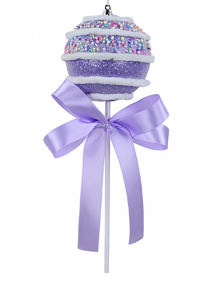 Pastel Purple Cupcake Bauble Stem With Iridescent Frosting & Satin Bow | 54cm