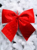 Large Red Velour Moulded Craft Bow Display Decoration - 45cm