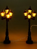 Victorian Like Lamp Post 4 LED Lantern Christmas Village Figurines - 2 Piece Set