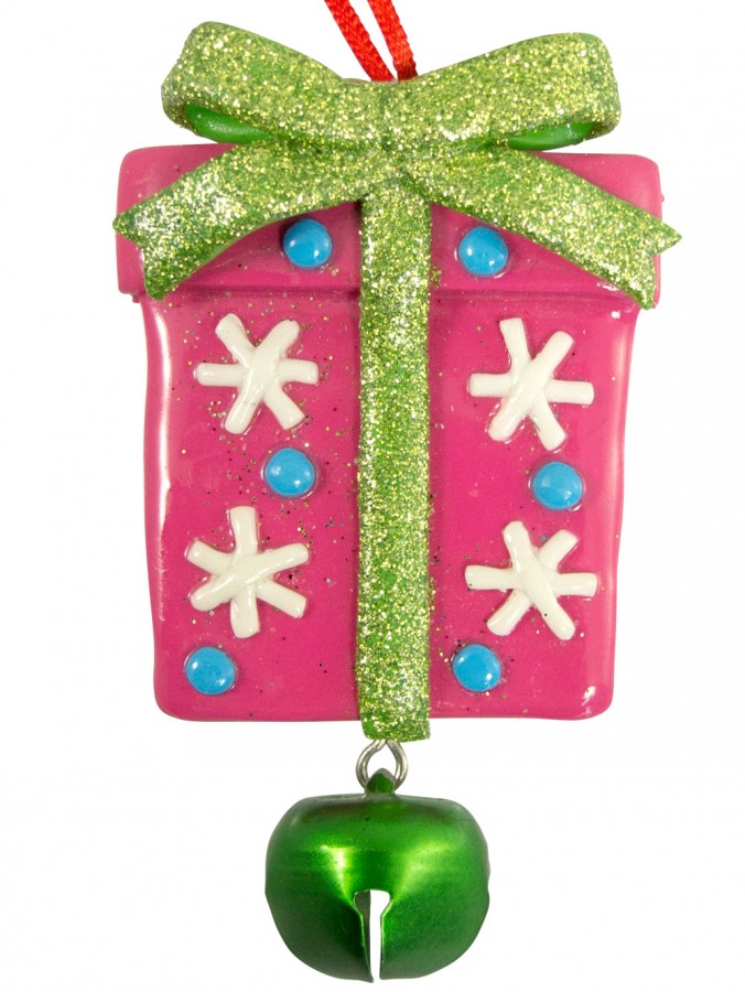 Pink Present Clay Dough Hanging Ornament - 85mm