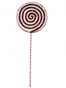 Red & White Tinsel Fabric Candy Cane Spiral Christmas Lollipop Stem - 71cm