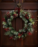 58cm Snowy Forest Christmas Wreath With Mixed Pine, Spruce & Holly