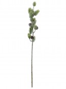 Frosted Pinecones & Pine Brushes Christmas Floral Decorative Stem - 70cm