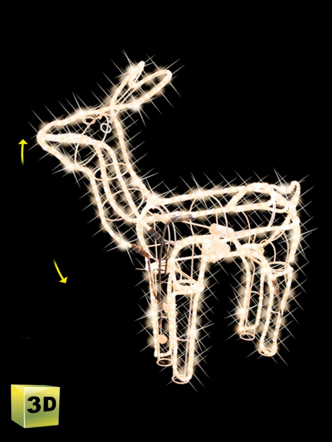 White Incandescent Rope Light 3D Feeding Reindeer - 61cm