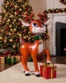 89cm Cute Reindeer Calf With Gift Life Size Resin Christmas Ornament
