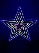 Blue, Orange, Green & Red Quadruple Star Rope LED Light Silhouette - 1.1m