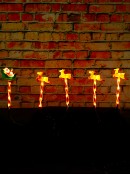 5x LED Santa & Reindeer Path Lights - Hybrid Solar & Electric Stakes | 40cm
