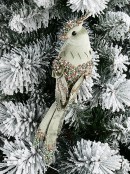 Sage Green Velvet Cockatoo Pick With Rose Gold & Emerald Jewels | 30cm