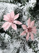 Dual Pink Mini Poinsettias Decorative Christmas Flower Pick - 15cm