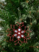 Red Snowflake & Encrusted Diamante Christmas Tree Hanging Decoration - 12cm