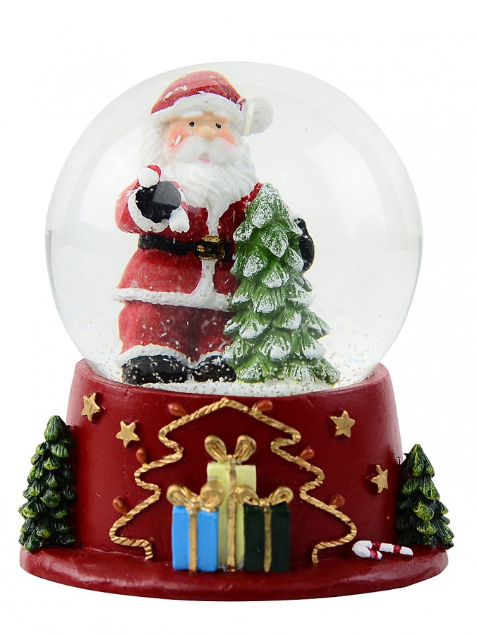 90mm Classic Santa & Tree Waterball Christmas Snow Globe