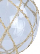 Clear Christmas Bauble Decorated With Natural Textured Lines Pattern - 80mm