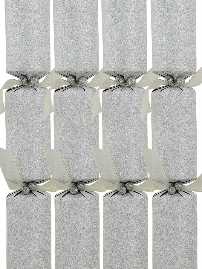 25x Luxury Sterling Silver Glitter Christmas Bon Bons (Crackers) | 34cm