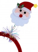 Santa & Santa On Springs Headband With Iridescent Tinsel - One Size Fits Most