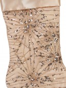 Champagne Satin With Sequin Starburst Pattern Christmas Stocking - 48cm