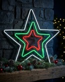 51cm Concentric Stars Outdoor Red Green & Cool White Neon LED Light Display