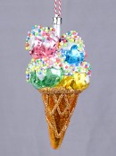 15cm Scooped Ice Cream In A Cone With Sprinkles Christmas Tree Ornament
