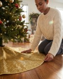 1.2m Metallic Gold Sequin & Glitter Starburst Christmas Tree Skirt