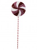 62cm Pink, Red & White Tinsel Fleck Candy Swirl Lollipop Long Christmas Stem