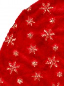 Red Faux Fur Christmas Tree Skirt With Gold Sequin Snowflakes Pattern - 1m 