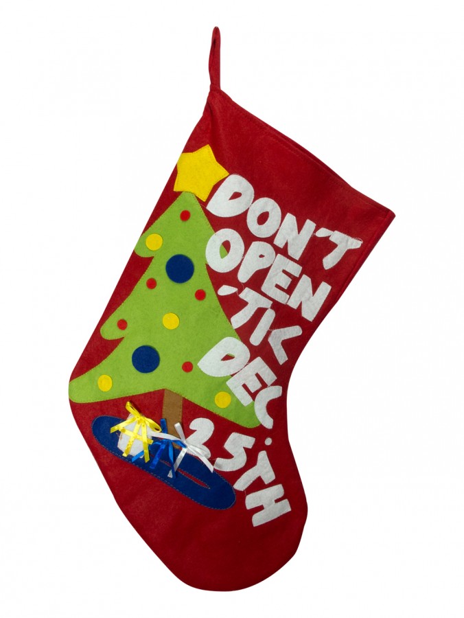 Red Felt Stocking 'Don't Open Til Dec 25th' - 70cm