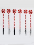 Red & White Candy Swirl Lollipop Garden Christmas Path Light Set - 6 x 50cm