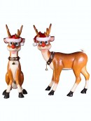 Cute Standing Resin Reindeer Life Size Christmas Decoration Ornament - 1.1m