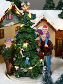 Santa's Piste & Decorating The Town Centre Tree Christmas Village Scene - 28cm
