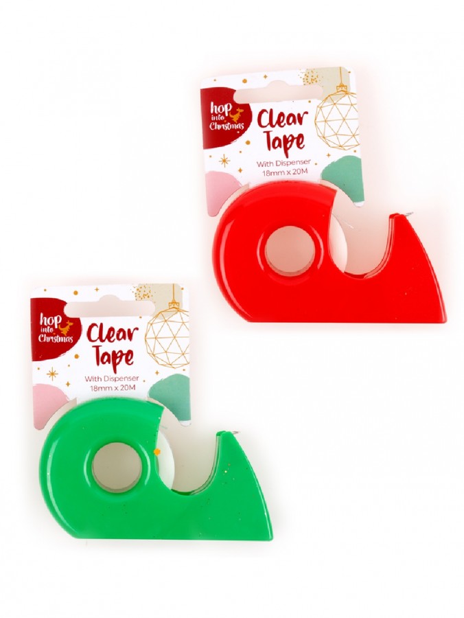 Assorted 20m Clear Sticky Tape With Red Or Green Dispenser