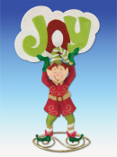 Tin Elf Holding Joy Sign Ornament - 28cm