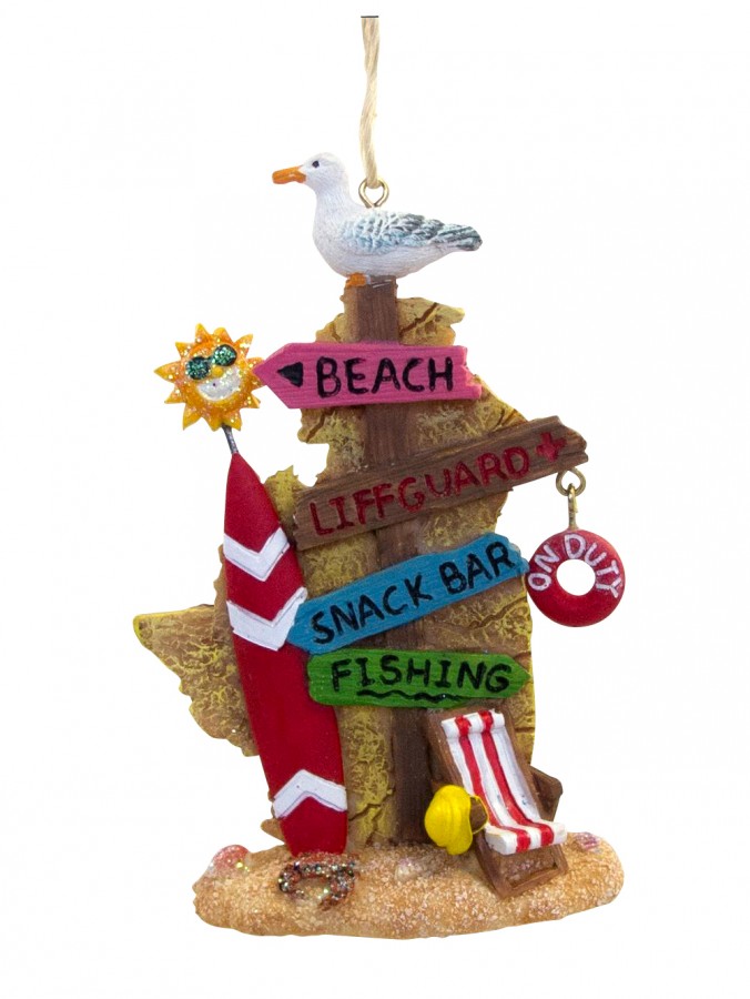 Resin Life By The Sea Hanging / Standing Signpost - 12cm