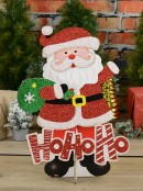 46cm Ho Ho Ho Santa Glittered Freestanding Christmas Sign Decoration