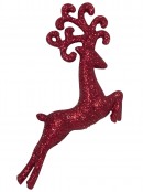 Ruby Red & Gold Glittered Deer Decorations - 4 x 10cm