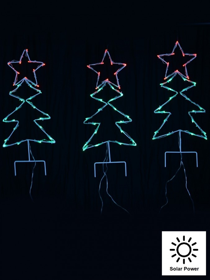 Green & Red LED String Light Christmas Tree Solar Path Lights - 3 x 54cm
