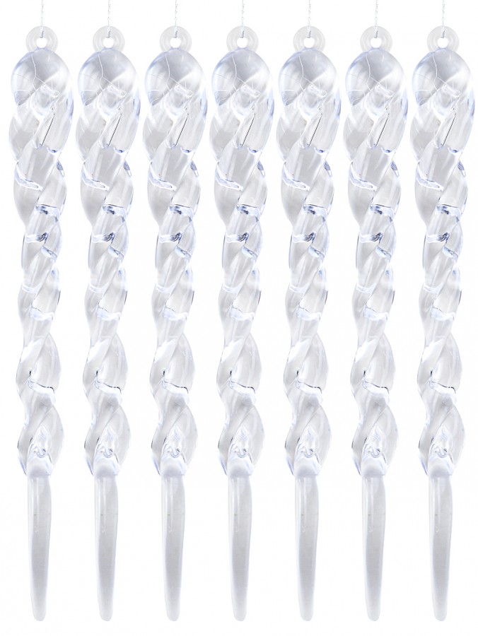 12x Dynamic Clear Crystal Signature Twisted Helix Icicle Drops | 12cm