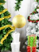 20cm Gold Glitter Large Display Christmas Bauble