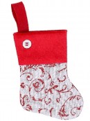 Mini White Mesh Stockings with Red Patterns Christmas Decorations - 6 x 15cm