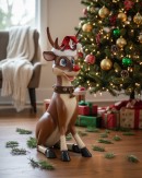 1.1m Cute Sitting Reindeer Life Size Resin Christmas Ornament