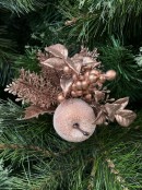 12cm Rose Gold Apple, Berry & Assorted Foliage Christmas Tree Stem Pick
