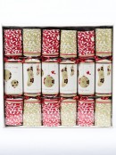 6x 29cm Merry Christmas Red & Champagne Socks & Baubles Cracker Bon Bons