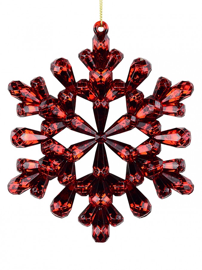 Signature Red Translucent Jewel Snowflake Christmas Tree Ornament | 12cm