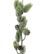 Frosted Pinecones & Pine Brushes Christmas Floral Decorative Stem - 70cm