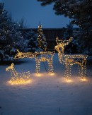 Animated 3D Reindeer Family of 3 Neutral White LED Rope Light Display