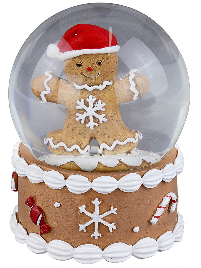 85mm Gingerbread Man Mini Waterball Snow Globe Ornament