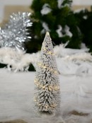 Illuminated Flocked White Snow Pine Tree Christmas Village Figurine - 31cm