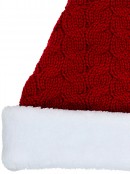 Red Horseshoe Cable Stitch Knitted Pattern Look Santa Hat - One Size Fits Most