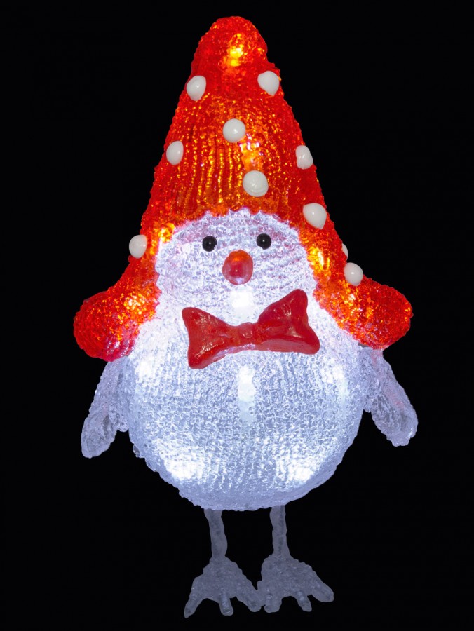 LED Acrylic Baby Chicken With Red Hat & Bow Tie Ornament - 32cm
