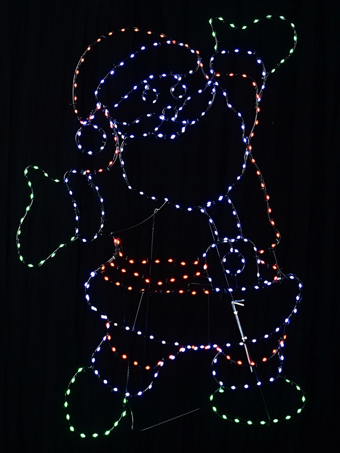 Jolly Posing Santa On Black Frame Outdoor LED Light Display | 78cm